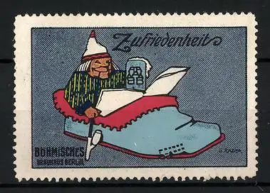 Künstler-Reklamemarke G. Rader, Böhmisches Brauhaus Berlin, Zufriedenheit