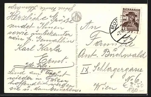 AK Anif, Ortsansicht gegen d. Hohen Göll und Watzmann