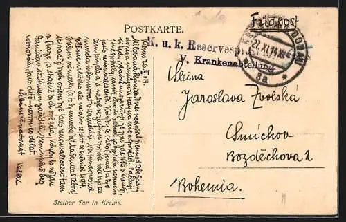 AK Krems, Steiner Tor mit Cafe Frank