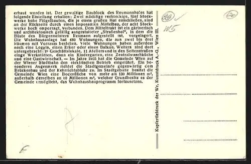 AK Wien, Wohnanlage Reumannhof auf dem Margarethengürtel