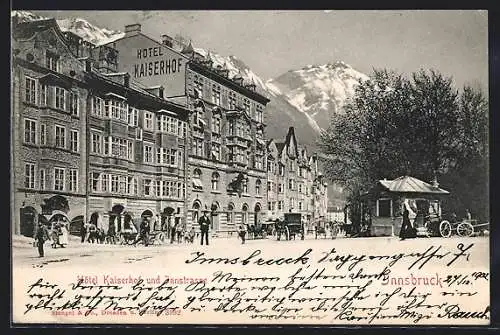 AK Innsbruck, Hotel Kaiserhof und Innstrasse