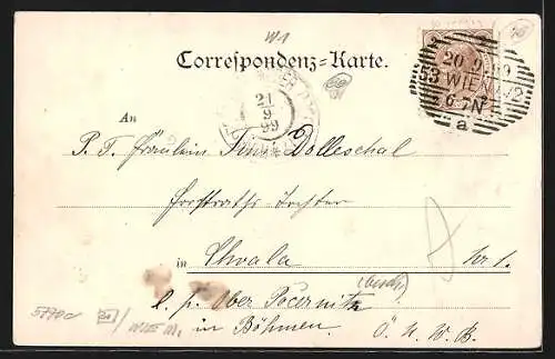 AK Wien, Opernring mit Litfasssäule, Strassenbahn, Pferdekutsche