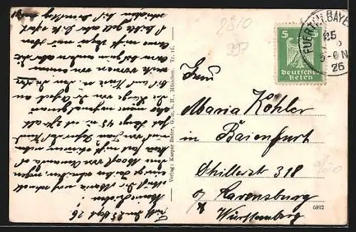 AK Fürth i. B., Teilansicht mit Kirche