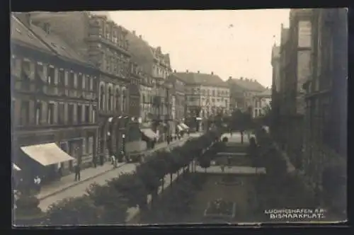 AK Ludwigshafen a. Rh., Bismarckplatz aus der Vogelschau