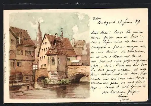 Lithographie Calw, Ortsansicht