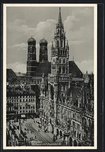 AK München, Rathaus mit Frauenkirche
