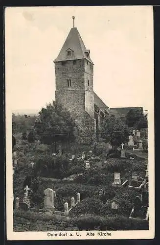 AK Donndorf / Unstrut, Alte Kirche mit Friedhof