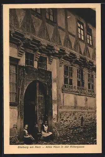 AK Stolberg am Harz, Altes Haus in der Rittergasse, Kinder
