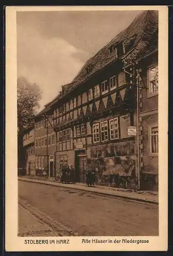 AK Stolberg / Harz, alte Häuser in der Niedergasse