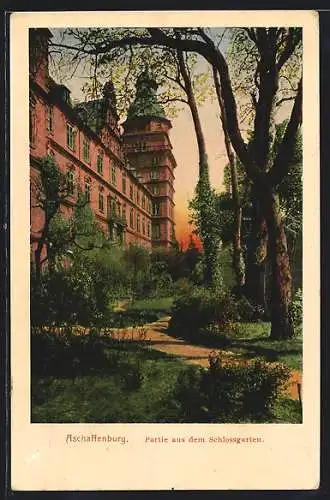 AK Aschaffenburg, Partie aus dem Schlossgarten