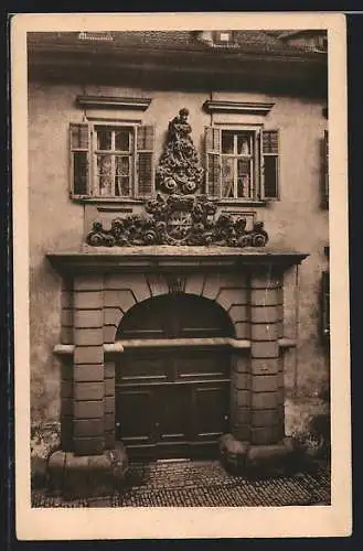 AK Würzburg, Portal eines Hauses & Strasse Martinsgasse 5