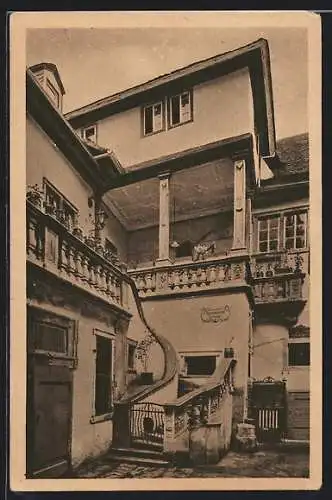 AK Würzburg, am Malerischen Winkel, Hof im Weinrestaurant Stachel