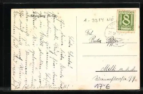 AK Strengberg /N.Oe., Strassenpartie mit Stuckfassaden