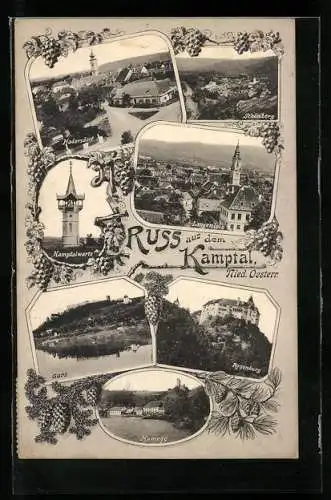 AK Hadersdorf am Kamp, Totalansicht, Kamptal, Totalansicht, Kamptalwarte, Schönberg, Rosenburg, Langenlois