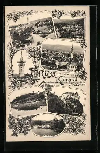 AK Hadersdorf am Kamp, Totalansicht, Kamptal, Totalansicht, Kamptalwarte, Schönberg, Rosenburg, Langenlois