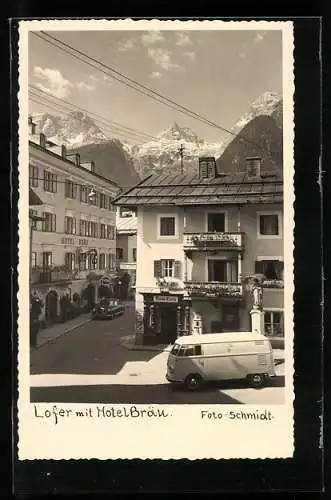 AK Lofer, Strassenpartie mit Hotel Hofbräu