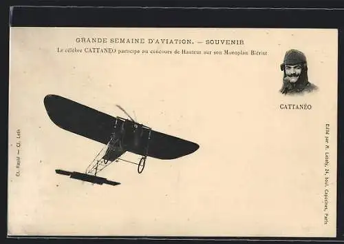 AK Cattaneo sur son Monoplan Blériot
