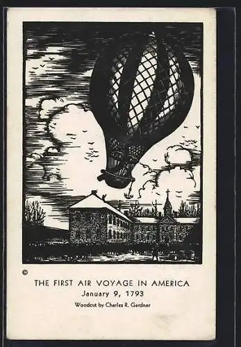Künstler-AK First Air Voyage in America 1793
