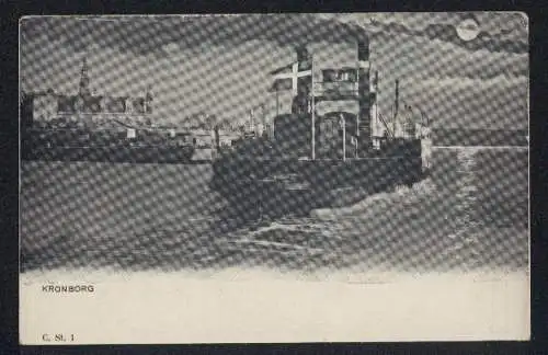 AK Kronborg, Dampfer mit Mond
