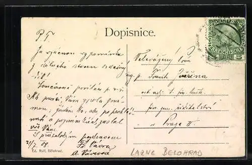 AK Lazne Belohrad, Ortschaft von oben