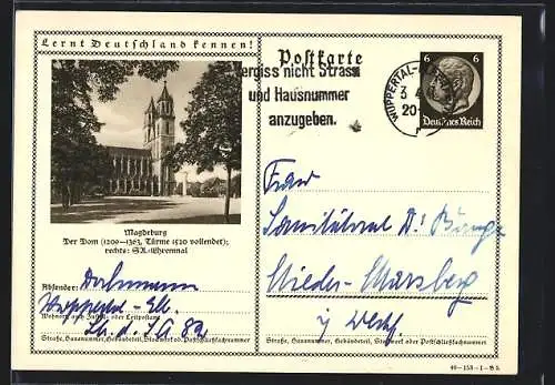 AK Magdeburg, Dom, Ganzsache Lernt Deutschland kennen