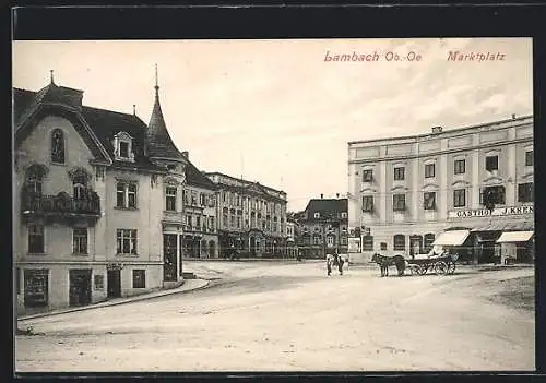 AK Lambach /Ob.-Oe., Gasthof J. Kren am Marktplatz