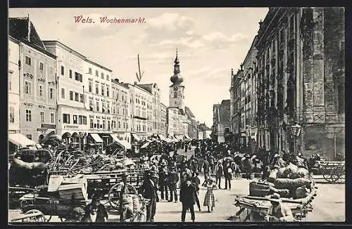 AK Wels, Blick auf den Wochenmarkt