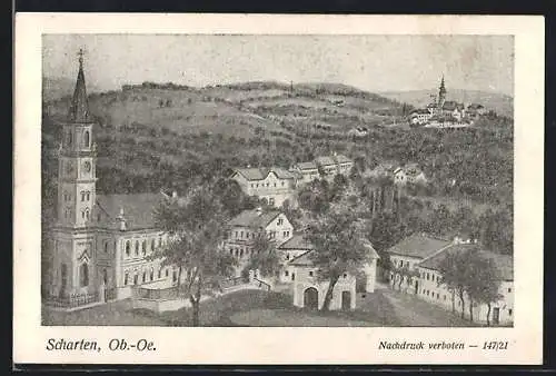 AK Scharten /Ob.-Oe., Ortsansicht aus der Vogelschau
