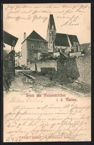 AK Weissenkirchen i. d. Wachau, Blick zur Kirche