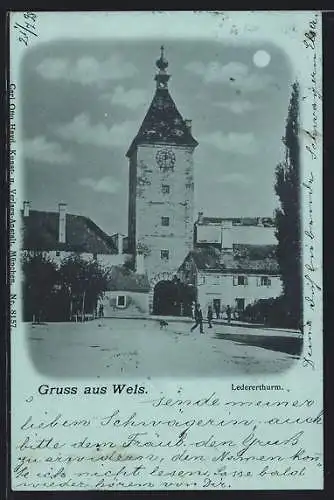 Mondschein-AK Wels, Am Ledererthurm