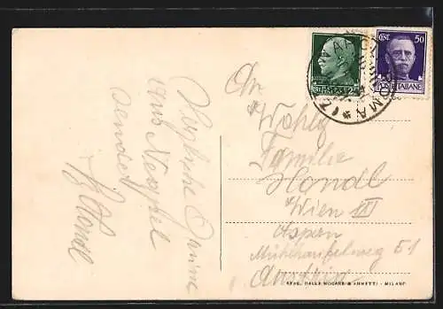 AK Napoli, Piazza Municipio, Strassenbahn