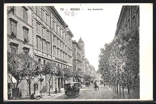 AK Roma, Via Nazionale, Strassenbahn