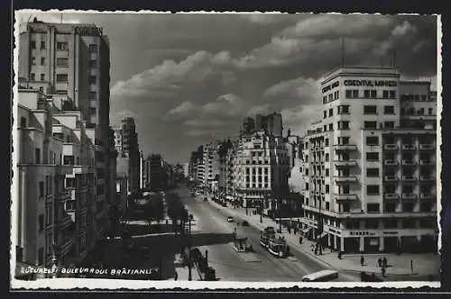 AK Bucuresti, Bulevardoul Bratianu, Strassenbahn