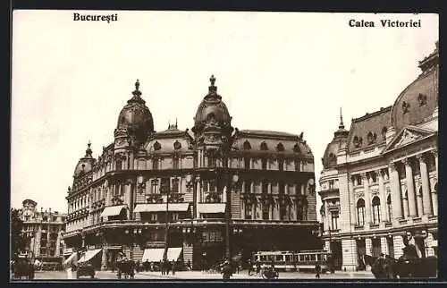 AK Bucuresti, Calea Victoriei, Strassenbahn