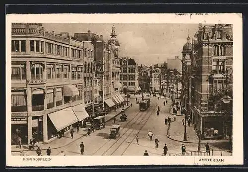 AK Amsterdam, Koningsplein, Strassenbahn