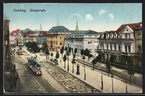 AK Duisburg, Strassenbahnen auf der Königstrasse