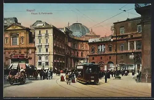 AK Napoli, Piazza S. Ferdinando, Strassenbahn
