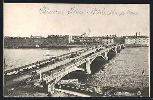 AK Leningrad, Le pont Liteiny sur la Neva, Strassenbahn