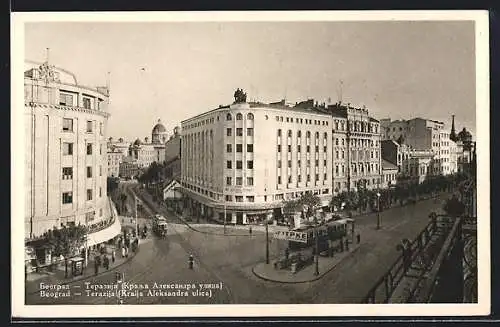 AK Beograd, Terazija, Kralja Aleksandra ulica, Strassenbahnen