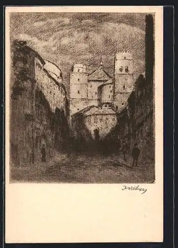 Künstler-AK Olmütz, St. Mauritz-Kirche