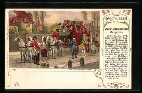 AK Frankreich, Das Postwesen, Französische Personenpost Turgotine, Postkutsche