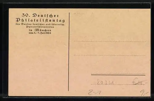 AK München, 30. Deutscher Philatelistentag 1924, Bayerische Briefmarken