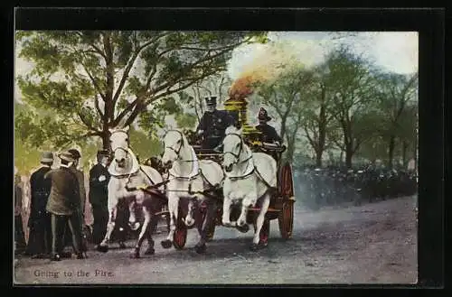 AK Going to the Fire, Feuerwehrkutsche auf dem Weg zum Brand
