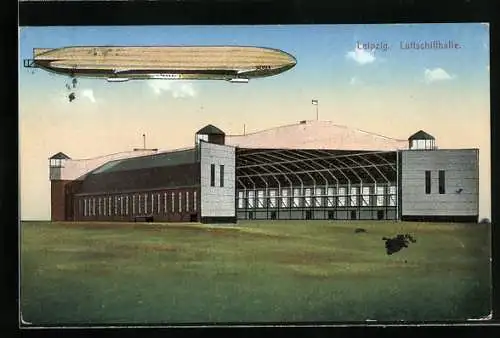 AK Leipzig, Luftschiffhalle, Luftschiff Zeppelin LZ 17 Sachsen