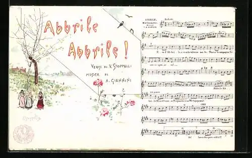 Künstler-AK sign. P. Scoppetta: Abbrile Abrrile!, Musica di A. Giannini, Napoli