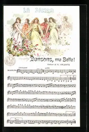 Künstler-AK sign. P. Scoppetta: La Danza, Dansons, ma Belle!, Valtzer di V. Valente, Napoli