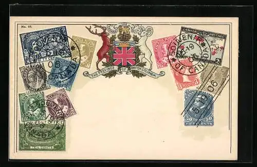 AK Briefmarken und Wappen Canada, British Columbia, Krone