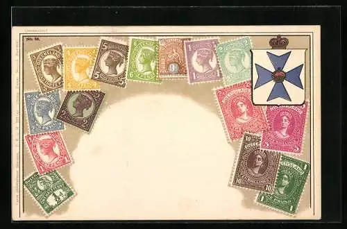 AK Queensland, Briefmarken mit Wappen