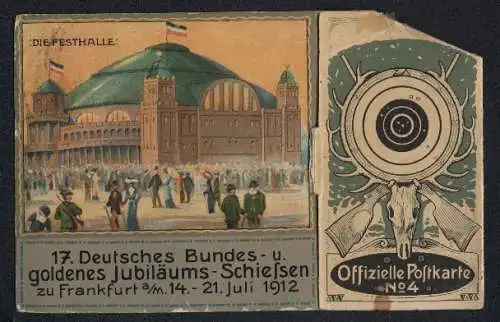 Mechanische-AK Frankfurt a. M., Die Festhalle zum 17. Deutschen Bundes- u. goldenes Jubiläums-Schiessen, Schützenkönig