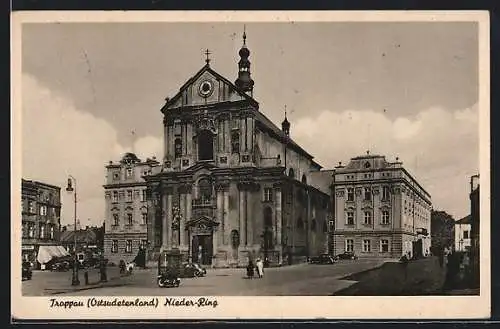 AK Troppau /Ostsudetenland, Nieder-Ring mit Kirche